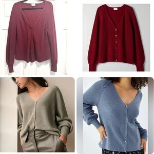 Aritzia Wilfred Granada Knit Cardigan Sweater Carmine Red Relaxed Merino Wool XS